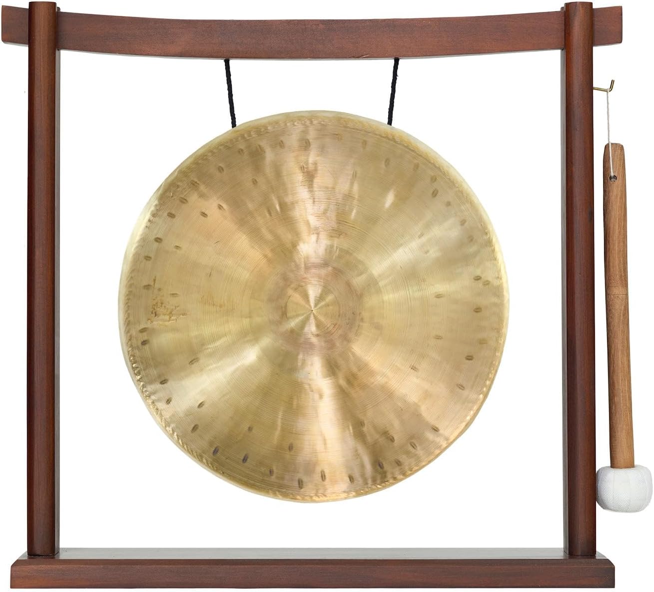 10'-12' Gongs on Woodsonic Stand - Includes Gong, Mallet, & Stand/Easy to Play Traditional Chinese Gong/Easy to Assemble Stylish Wood/Great for Small Spaces