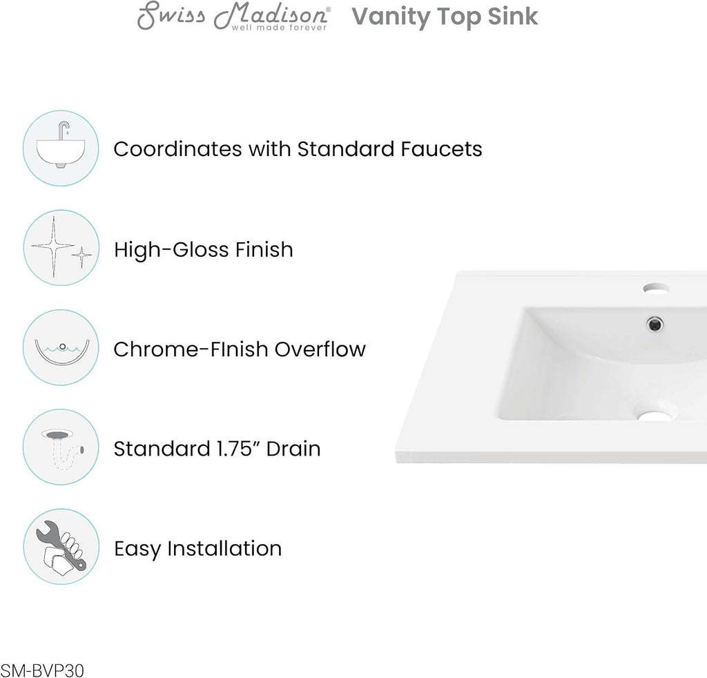 30' Ceramic Vanity Sink Top