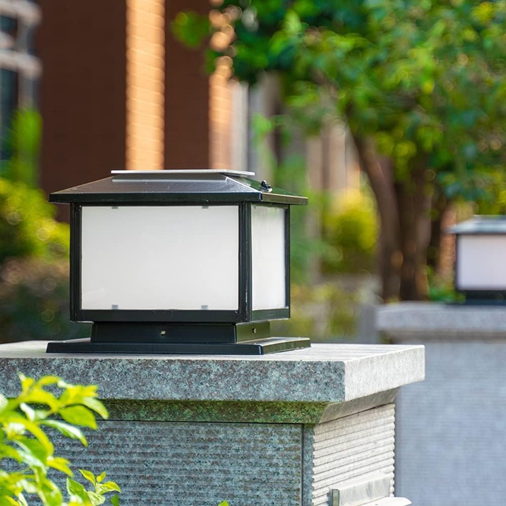 LED Solar Pillar Post Light Outdoor Waterproof Column Lamp Victorian Garden Fence Entrance Stigma Lamp Traditional Landscape Street Light