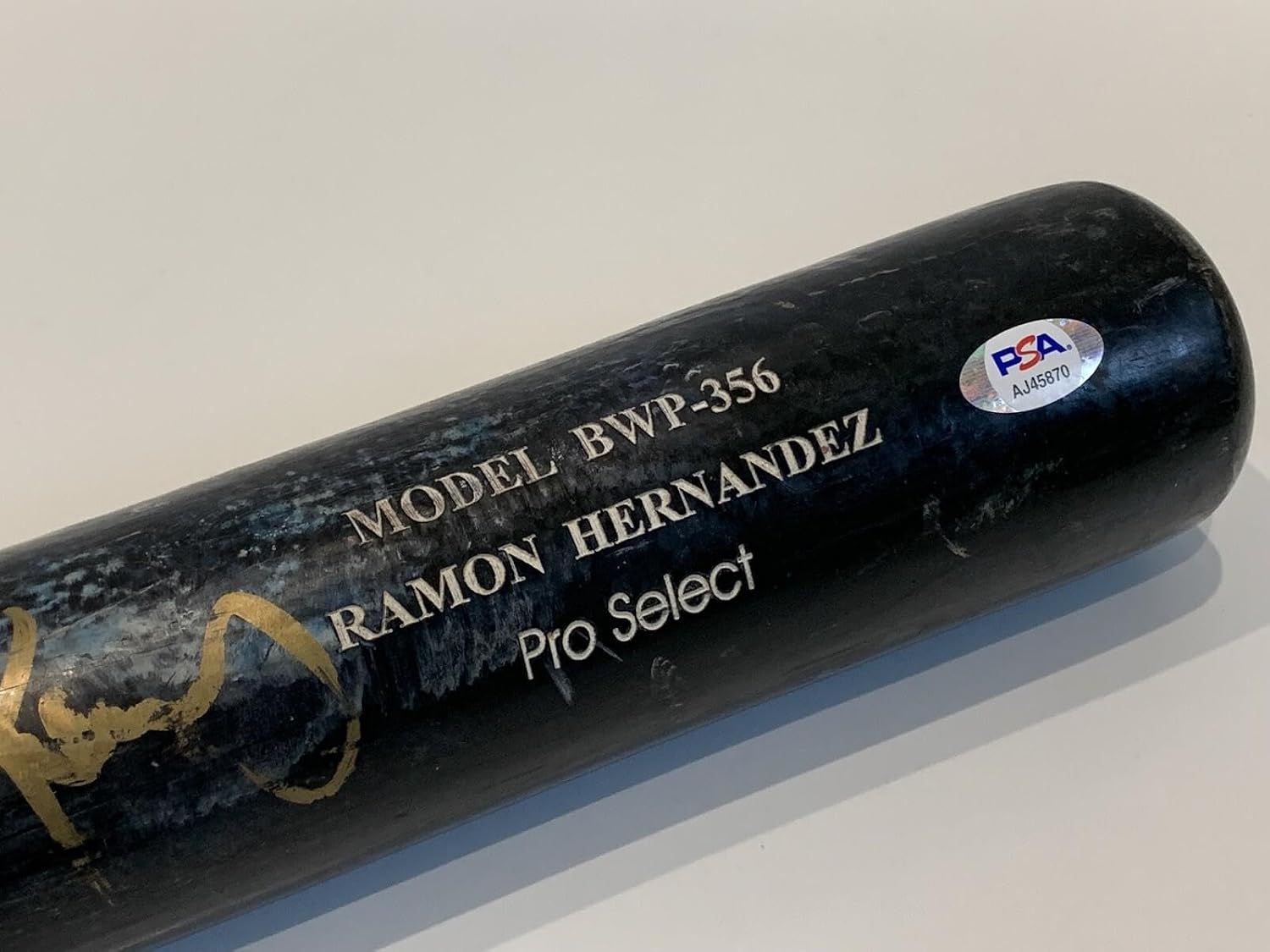 Ramon Hernandez A's Padres Orioles Signed Autograph BWP Game Used Bat PSA DNA - MLB Autographed Game Used Bats