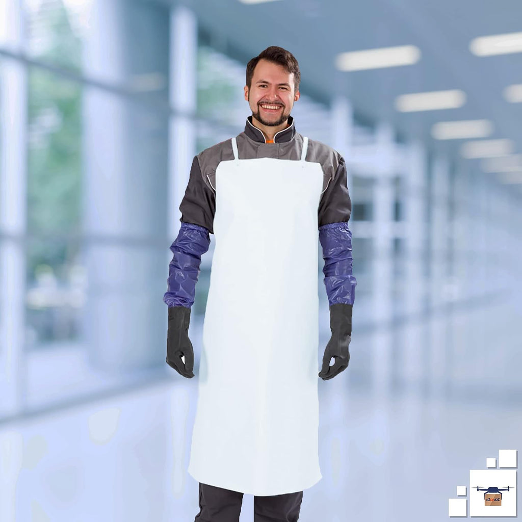 EZGOODZ Disposable Vinyl Aprons, Die Cut PVC Apron for Men and Women, Waterproof Aprons with Neck and Waist Ties, Pack of 72