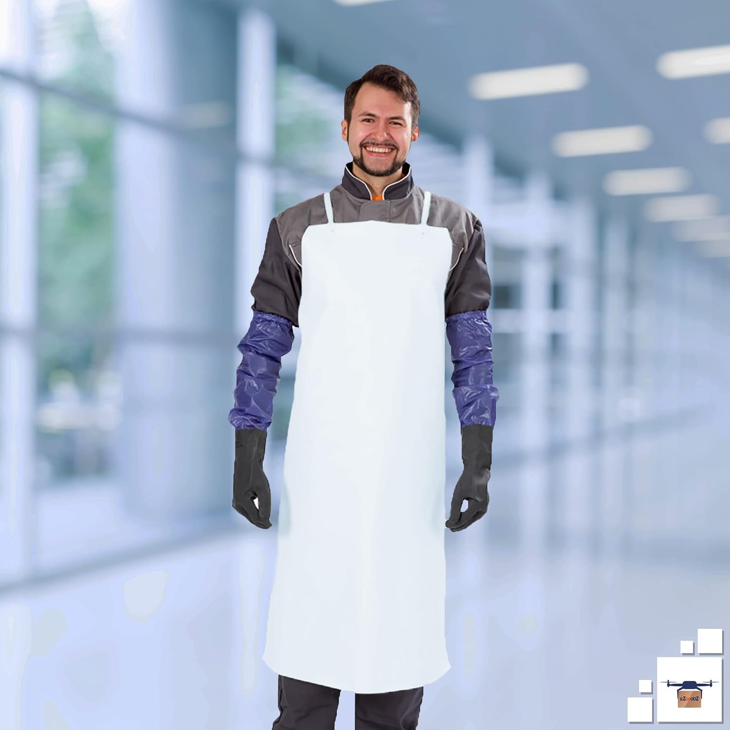 EZGOODZ Disposable Vinyl Aprons, Die Cut PVC Apron for Men and Women, Waterproof Aprons with Neck and Waist Ties, Pack of 72
