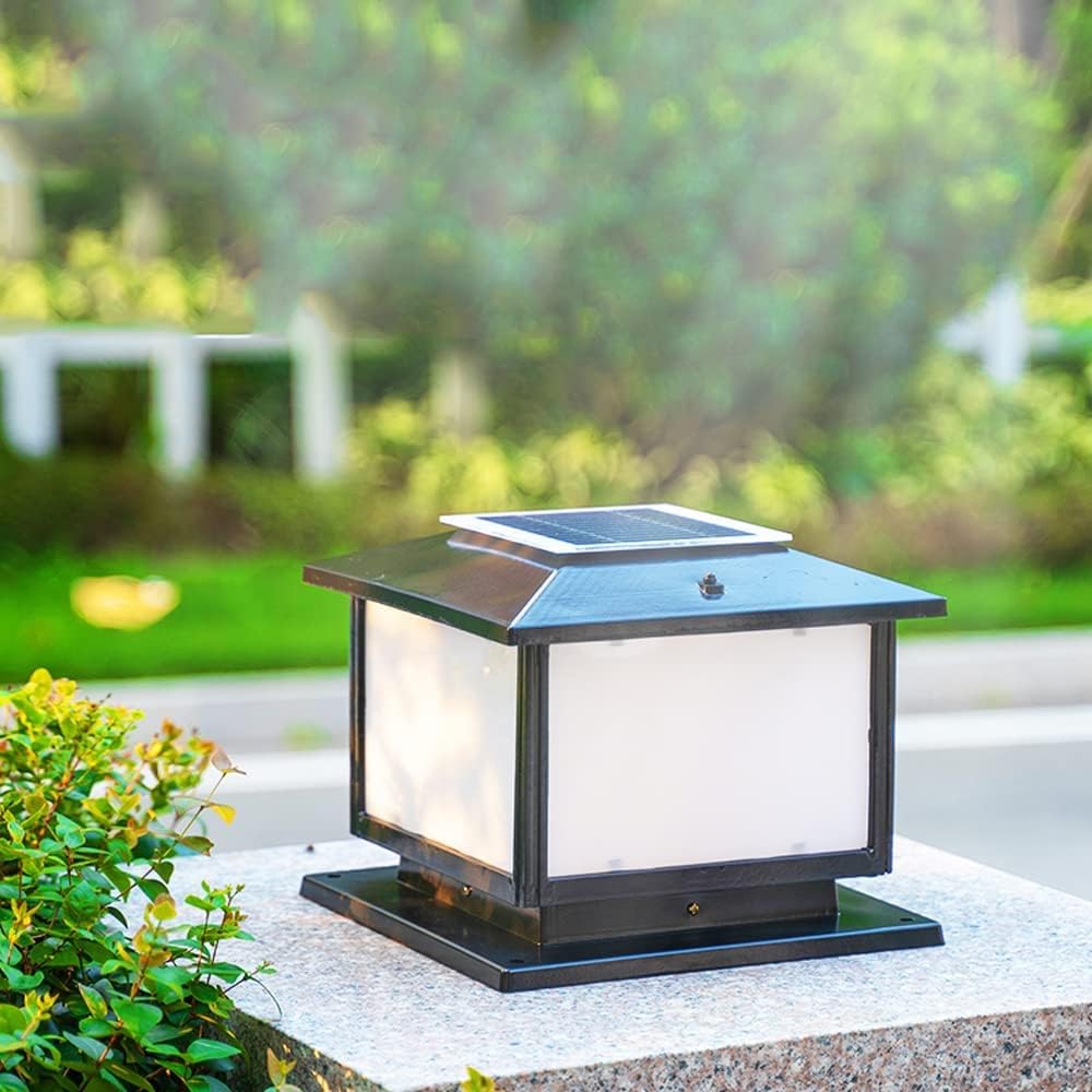 LED Solar Pillar Post Light Outdoor Waterproof Column Lamp Victorian Garden Fence Entrance Stigma Lamp Traditional Landscape Street Light