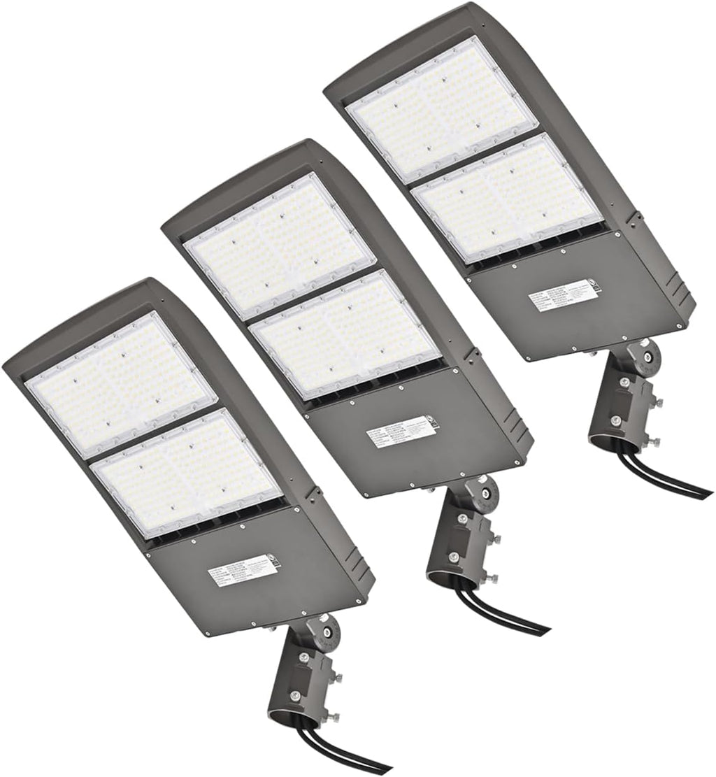 3 Pack LED Parking Lot Light 300W/240W/200W Adjustable 5700K Daylight White Shoebox Pole Light Waterproof Outdoor Area Street Court Security Lighting Fixture,UL DLC Listed