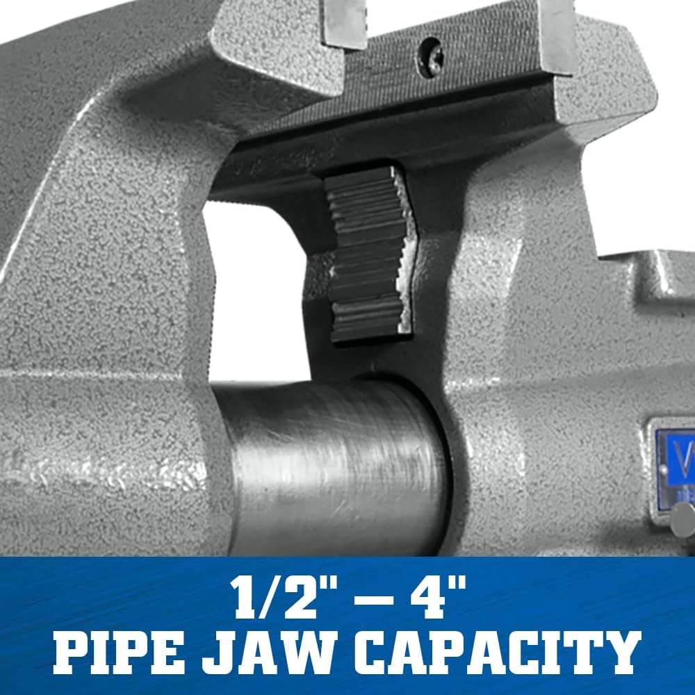 Wilton Mechanics Pro Bench Vise, 8' Jaw Width, 8-1/2' Jaw Opening, 4-1/2' Throat (Model 880M), Grey