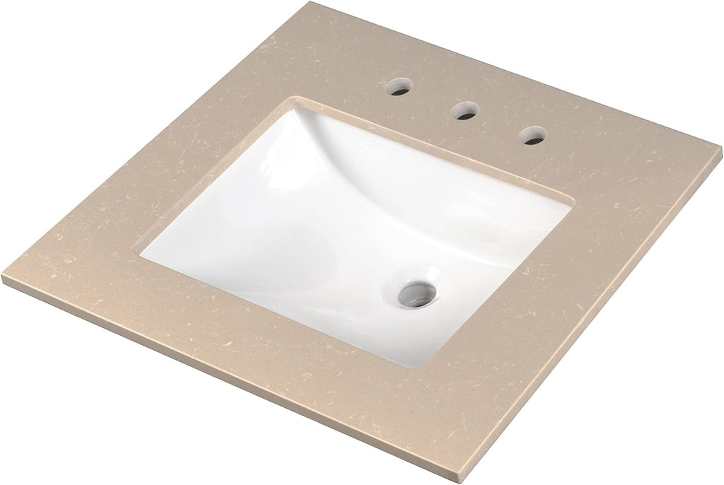 MSI Cosmic Sand Vanity Top with Under Mount Rectangle Ceramic Sinks, Engineered Marble Stone, 4' CC Faucet Holes, 31'X22'