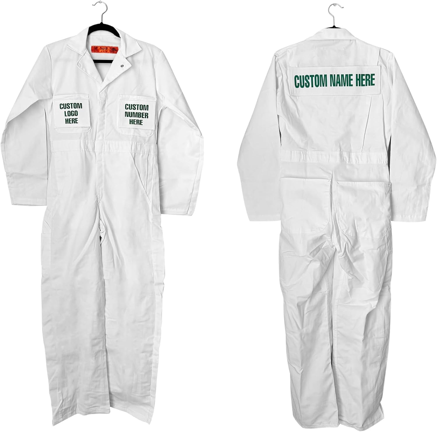 Caddie Adults Uniform Custom Golf Outfit (White) - Caddy Jumpsuit w/2 Front Pocket Patches,1 Back Patch