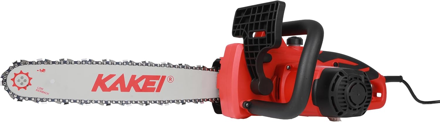 KAKEI 16-Inch 15-Amp Electric Chainsaw, 2200W Peak Power Corded Chain Saw with 3 German Steel Chains for Heavy Duty Wood Cutting