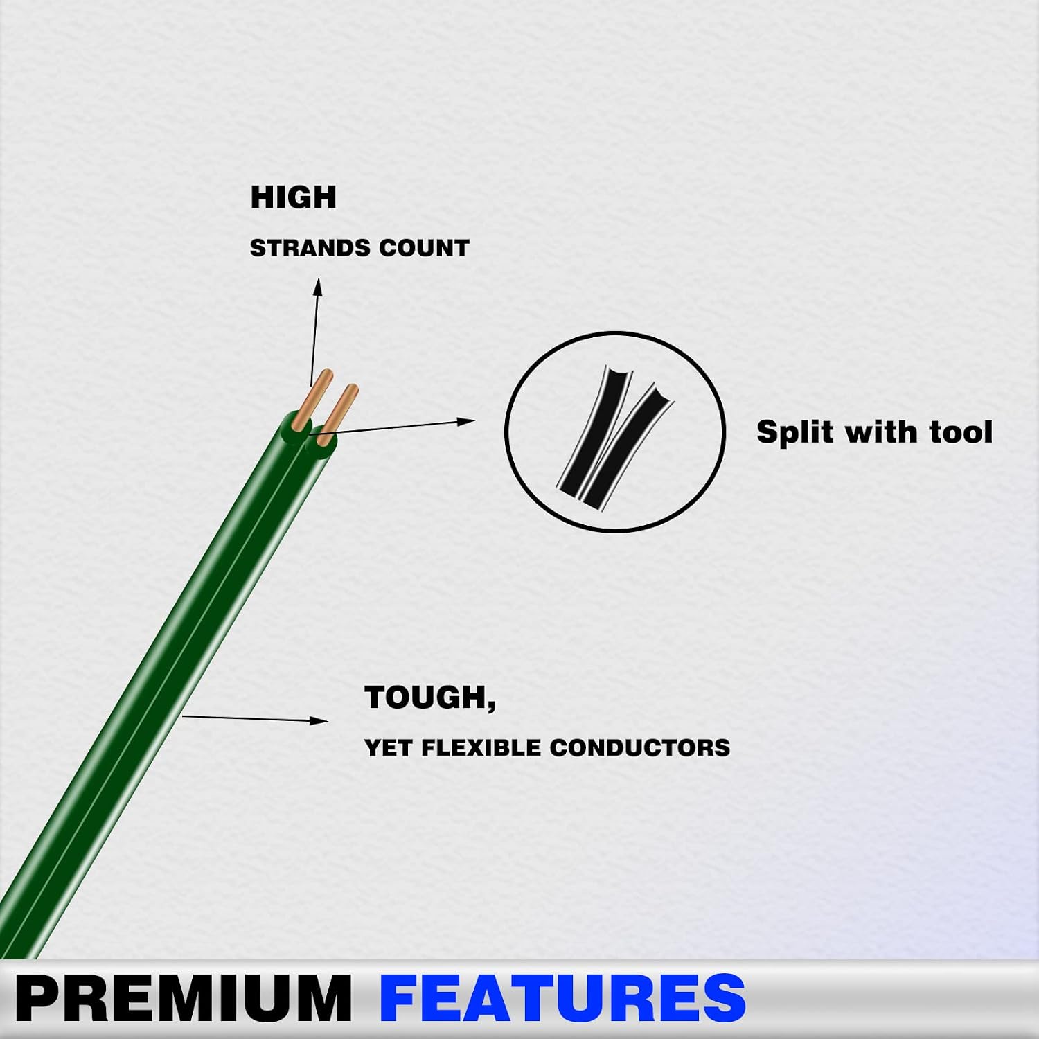 SPT-1 18/2 Low Voltage Landscape Lighting Copper Wire - 500 Feet Green 18 Gauge 2 Conductor - Outdoor Direct Burial