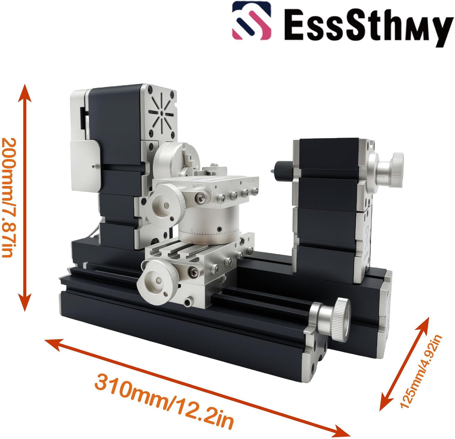 60W 12000RPM High Power Mini Metal Rotating Lathe,4-axis desktop lathe machine，Wood DIY/Soft Metal Crafting 150mm machining diameter