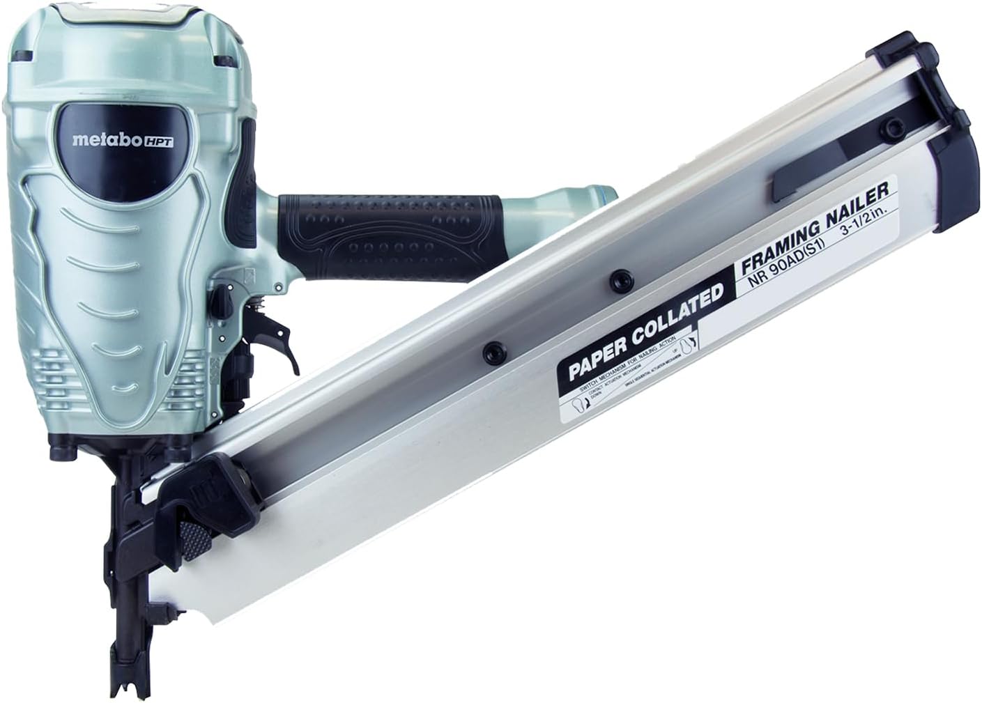 Metabo HPT Framing Nailer, Pro-Preferred Framing Tool for Flooring, Truss Build-Up, Roof Decking, and Housing Construction, Quick Switch Nailing, 3-1/2' 30° Paper Collated Nails, NR90ADS1