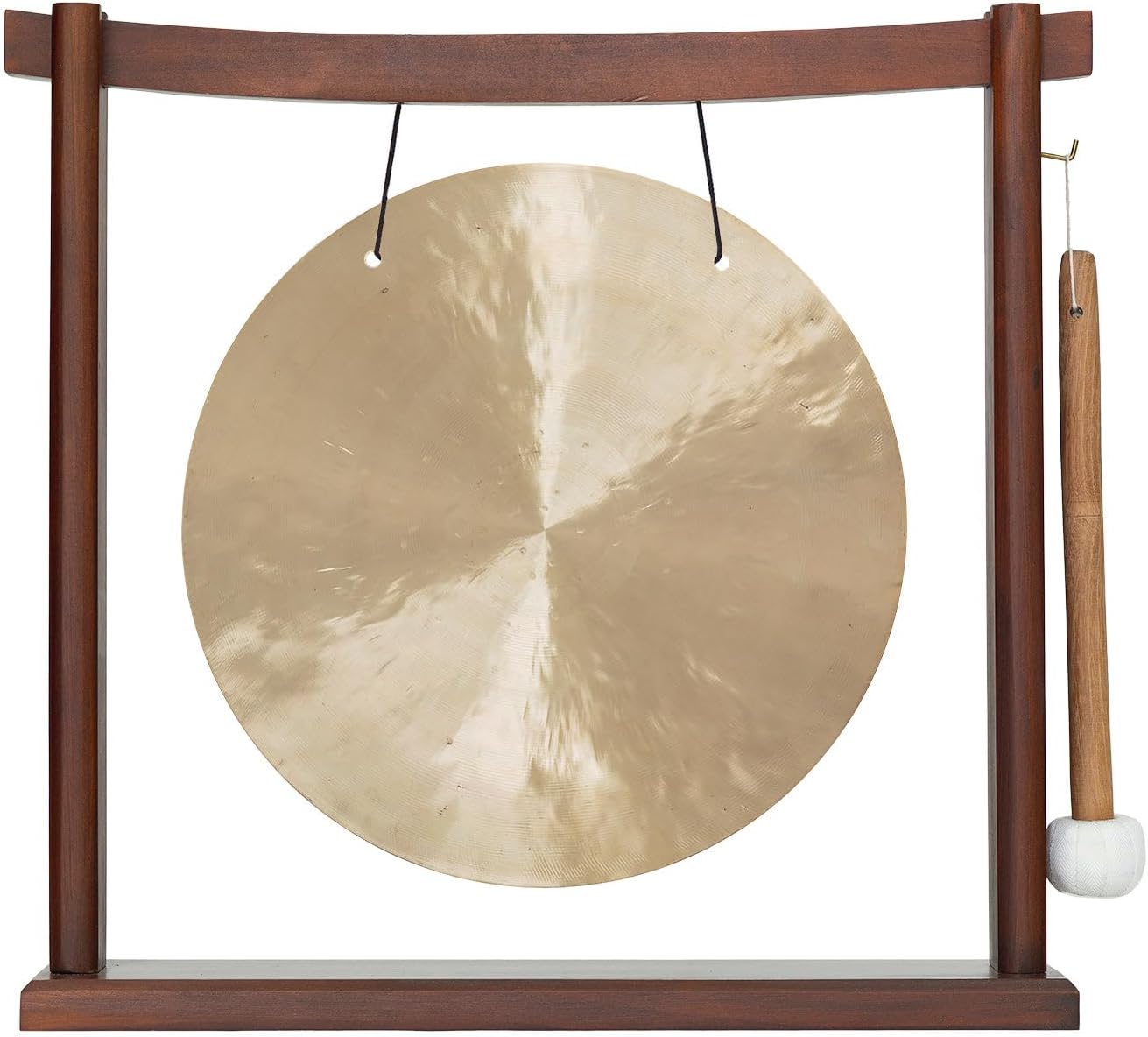 10'-12' Gongs on Woodsonic Stand - Includes Gong, Mallet, & Stand/Easy to Play Traditional Chinese Gong/Easy to Assemble Stylish Wood/Great for Small Spaces