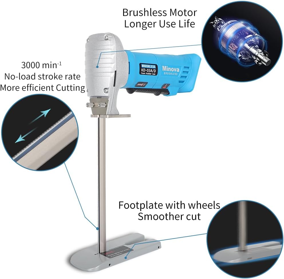 Brushless Foam Rubber Cutter 8' Kit, Cutting of All Densities of Rubber, upholstery foam cushion & Flexible Plastic Foam, Heavy-Duty Cutting Tool (Cordless/Corded)