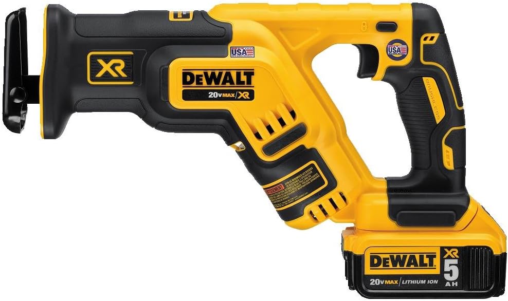 DEWALT 20V MAX XR Compact Reciprocating Saw (DCS367P1) and Reciprocating Saw Blades Set (DW4856) - 6 Pieces