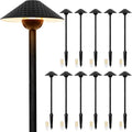 Gardencoin Low Voltage Pathway Lights (6.69'' Shade, 21.54'' Tall) 12V Outdoor LED Landscape Pathway Lighting Aluminum Vintage Hammered Path Lights with 4W 2700K Replaceable Bulb, 12 Pack
