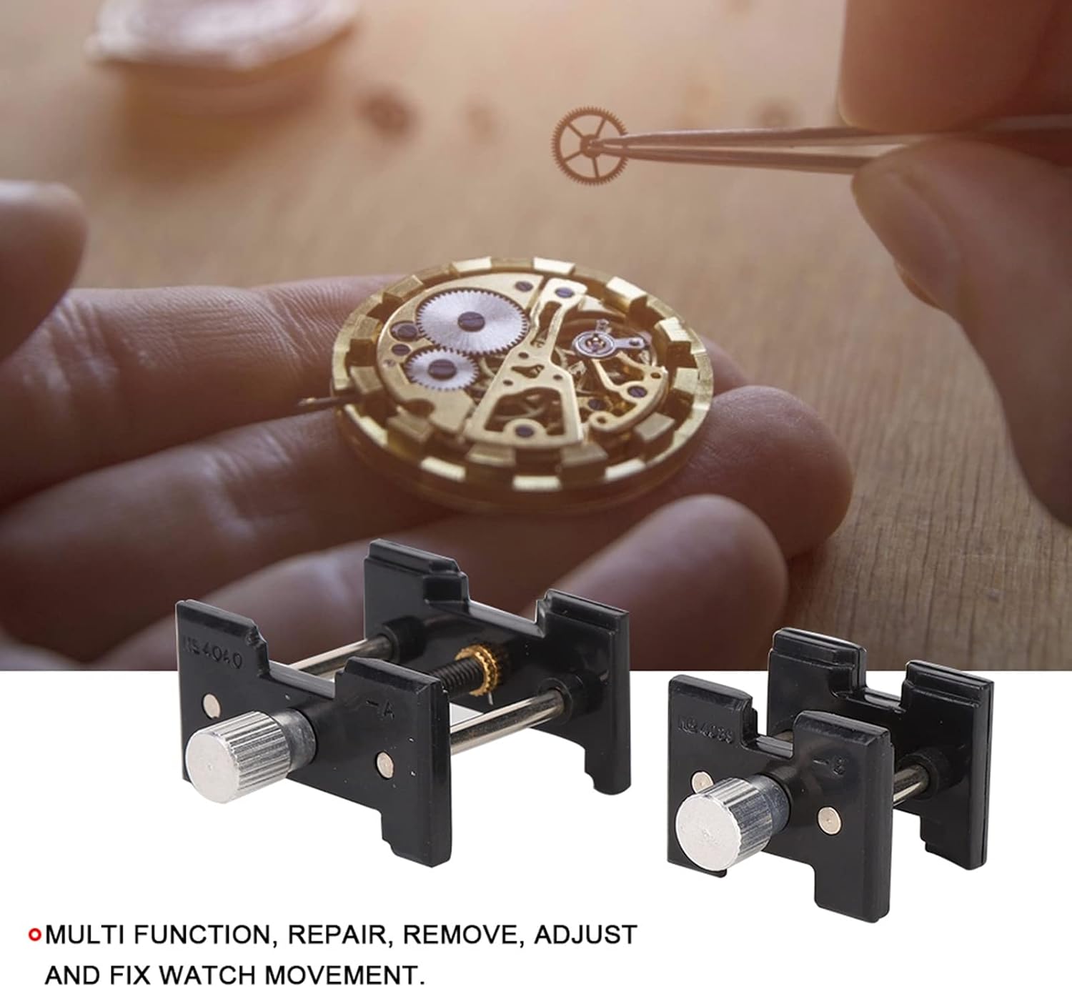 2PCs Watch Movement Holder Fixed Base Set Watch Movement Case Holder Vice Clamp for Watch Repair Jewelry Making Hobby Craft