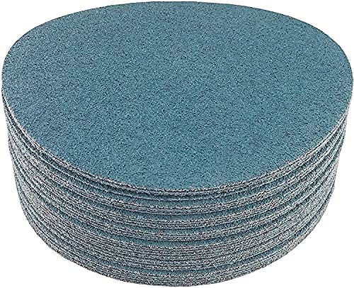 Starcke Premium 8 Inch Hook and Loop Grip Sanding Discs - No Hole Blue Zirconia - For Wood Floors (100, 24 Grit)