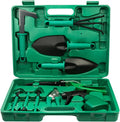 Garden Tools Set, 10 Pieces Gardening Tools, Garden Hand Tools with Purple Floral Print Ergonomic Handle & Carrying Case (Color : Green)