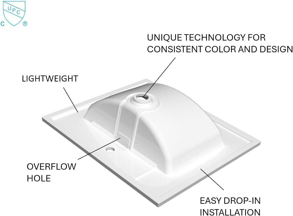 25'/31'/37' Solid Surface Polyurethane Resin Streamline Vanity Top With Sink, Durable, Consistent Color, Easy-to-Clean, Built-in Overflow (31'W x 22'D)