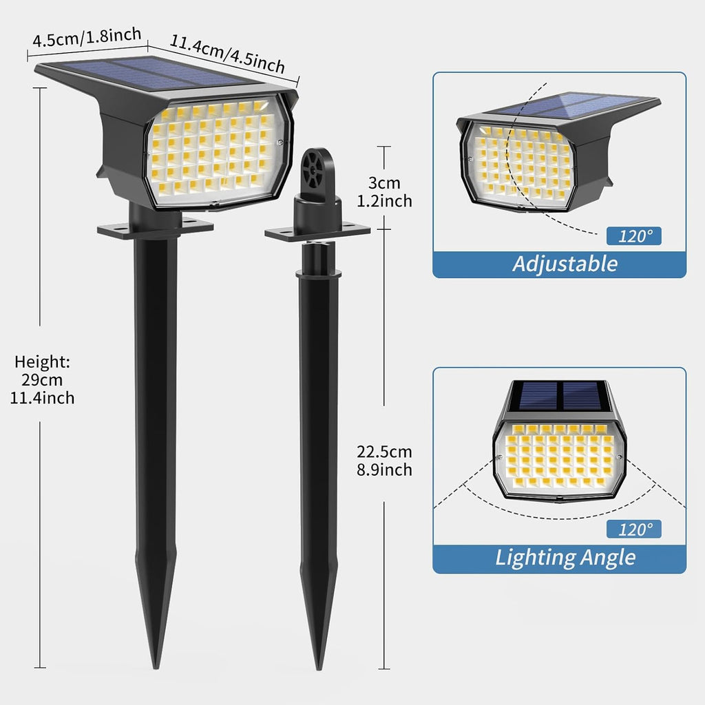 WENATY Solar Lights Outdoor Waterproof IP65, 46 LED 3 Lighting Modes Solar Powered Garden Yard Spot Solar Lights for Outside Landscape- 18 Pack (6 Pack Cool White+12 Pack Warm White)