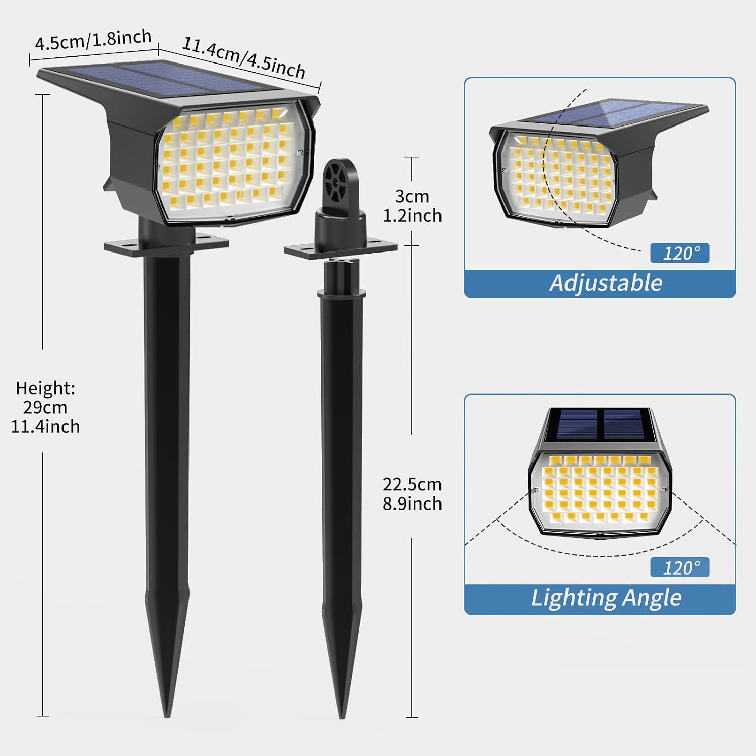 WENATY Solar Lights Outdoor Waterproof IP65, 46 LED 3 Lighting Modes Solar Powered Garden Yard Spot Solar Lights for Outside Landscape- 18 Pack (6 Pack Cool White+12 Pack Warm White)