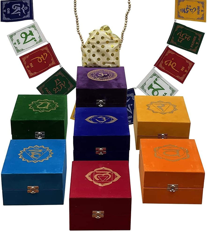 Chakra Singing Bowls Set Cuencos Tibetanos With Cushion Mallet Tulsi Beads Mala Tibetan Prayer Flag For Meditation Mindfulness - Style2 Size Medium
