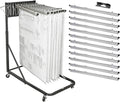Adir Blueprint Rack and Clamps - 12 Pack of 36 Inch Blueprint Clamps and Mobile Blueprint Rack - Heavy-Duty Large Document Storage Solution for Blueprints, Posters, Maps, & Construction Plans