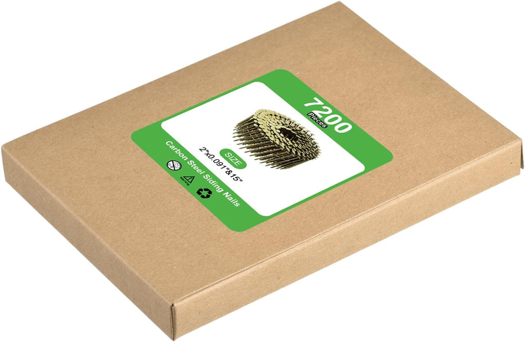 uxcell 7200 Count Siding Nails 2' x 0.091' 15-Degree Ring Shank Full Round Head Collated Wire Coil for Lath and Sheathing Materials