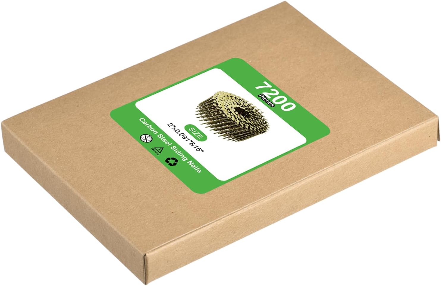 uxcell 7200 Count Siding Nails 2' x 0.091' 15-Degree Ring Shank Full Round Head Collated Wire Coil for Lath and Sheathing Materials