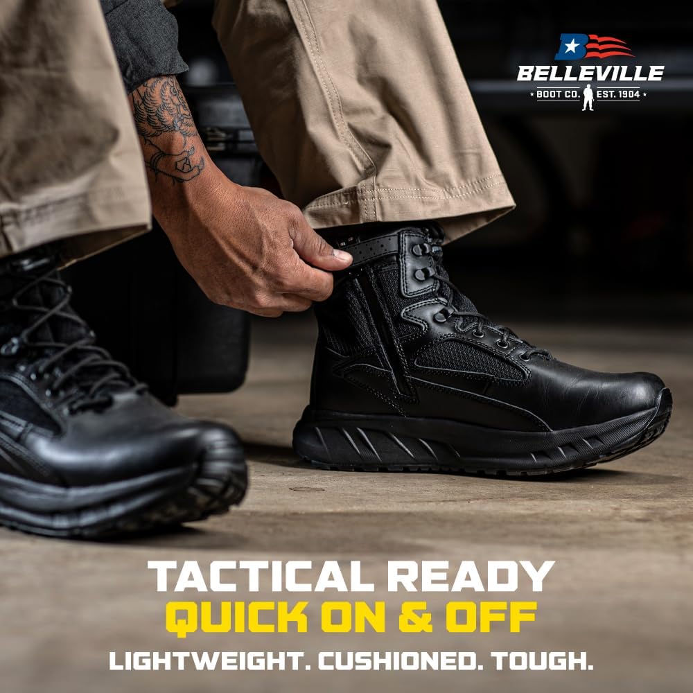 Belleville MAXX 6Z & 8Z Tactical Boots - Shock-Absorbing Midsole for Motorcycle Shoes - Slip-Resistant Vibram Outsole for Police Boots - All-Terrain Durability for Tactical Shoes