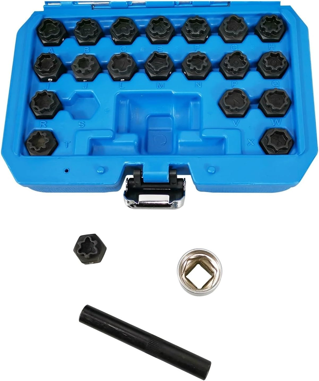 Special Wheel NUT Key Socket Tools 22 Pcs EQUIV T40073 Punch Compatible with