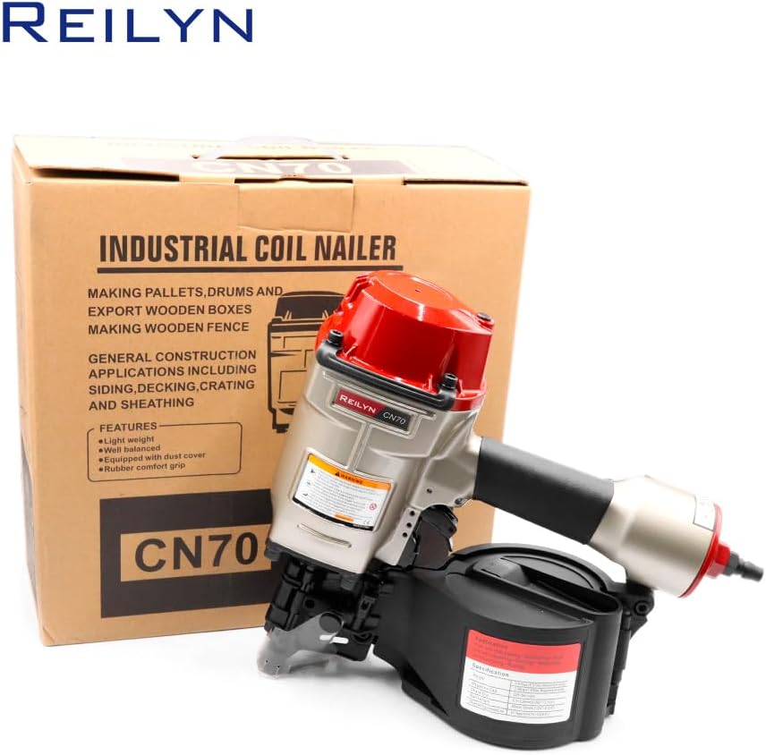 Siding Nail Gun CN70, 1-3/4-inch to 2-3/4-inch Roofing Nails 15 Degree Pneumatic Coil Roofing Nail Gun for Siding Sheathing Wooding Fencing Decking