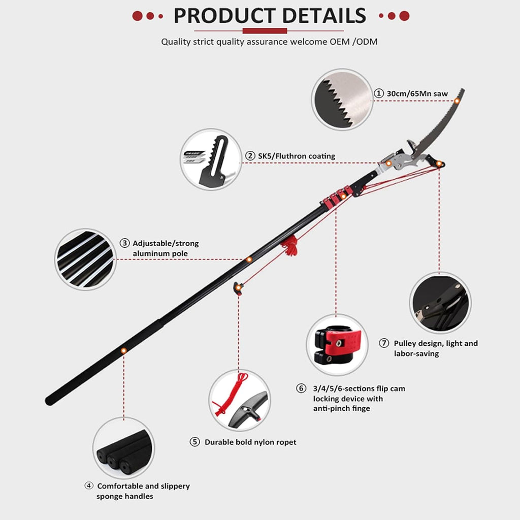 Cutting Branches,Telescopic Long Reach Pole Pruning Saw Tree Loppers for Cutting Trimming High Branches Leaves Shrubs Gardening | Professional Precise Cutting | Garden Hand Tool(5.4M (18FT))