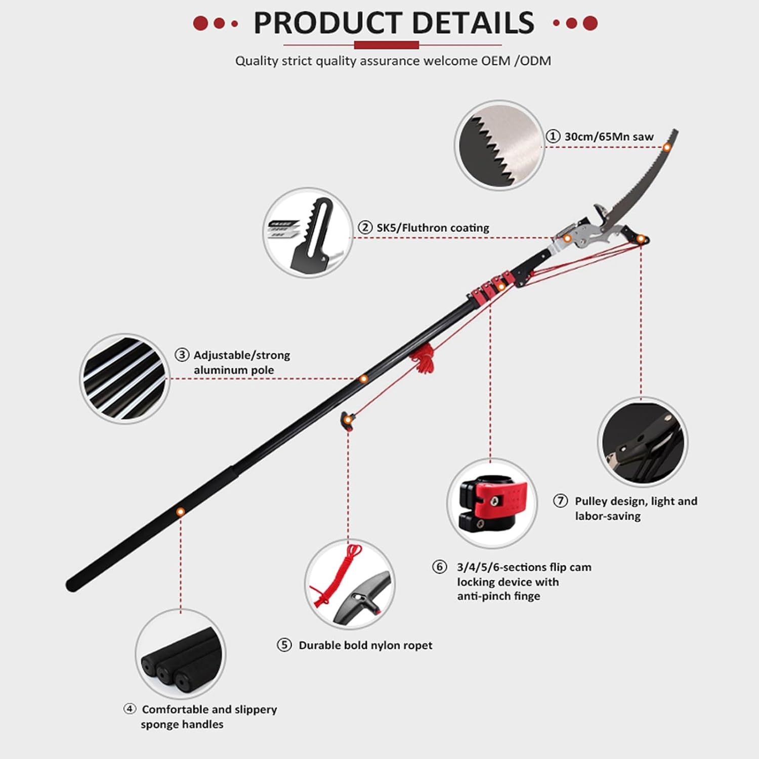 Cutting Branches,Telescopic Long Reach Pole Pruning Saw Tree Loppers for Cutting Trimming High Branches Leaves Shrubs Gardening | Professional Precise Cutting | Garden Hand Tool(3.6M (12FT))
