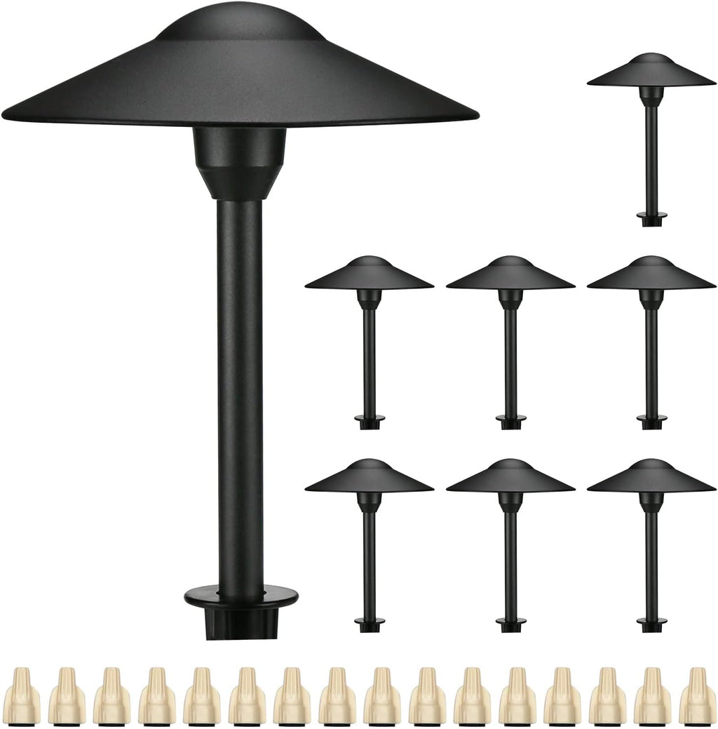 Lumina Lighting® 3W Landscape Lighting 12V Landscape Lights Low Voltage Landscape Path Lights Warm White Waterproof Outdoor Replaceable G4 LED Bulb for Garden Pathway Lawn Yard (Black, 8-Pack)