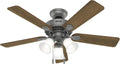 Hunter - Swanson 44-inch Indoor Matte Silver Energy Star Ceiling Fan with LED Light Kit, 4-speed DC Motor, 52779