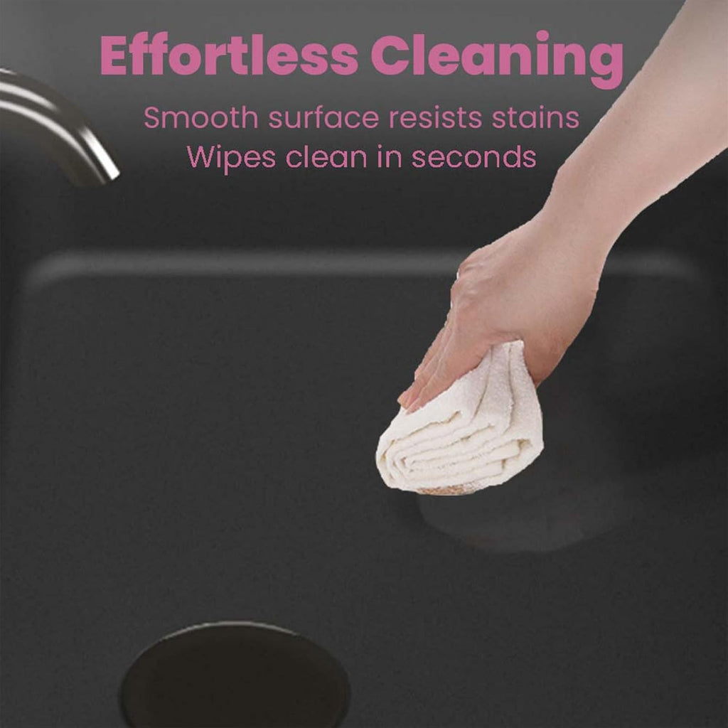 24 Inch Matte Black Vanity Sink – Solid Surface Bathroom Vanity Top with Integrated Sink, Easy-to-Clean Non-Porous Finish for Powder Room or Guest Bath