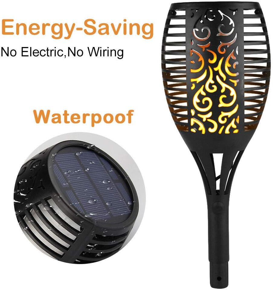 Solar Torch Light Waterproof Flickering Flames Torches Lights Outdoor Solar Spotlights Landscape Decoration Lighting Dusk to Dawn Auto On/Off Security Torch Light for Patio Driveway US Stock (10 Pack)