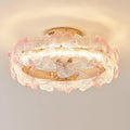 Ceiling Fan with Light Remote - 20 Reversible Dimmable LED Pink Crystal Flower Ceiling Fan for Girls Bedroom, Living Room, Nursery - 360° Rotating Kid-Friendly Design