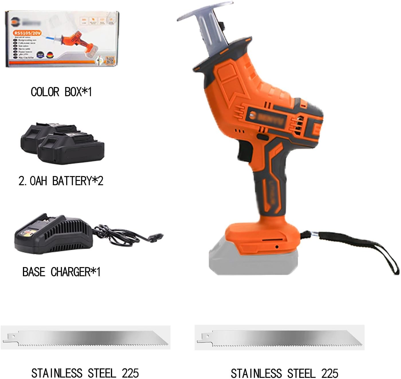 NYMFEA Bone Saw Machine, Cordless Reciprocating Saw, Butcher Cutting Machine with Rechargeable Battery, Electric Hand Saw Meat Cutter, for Bone/Meat,2.0Ah*2-Ostrze*2