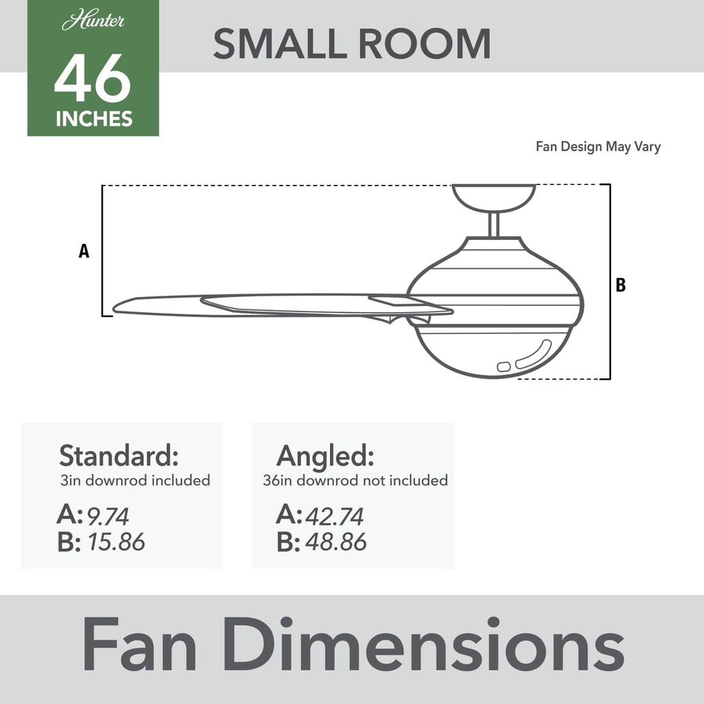 Hunter Fan 46 inch Contemporary Low Profile Ceiling Fan with Light Kit in Matte Silver (Renewed)