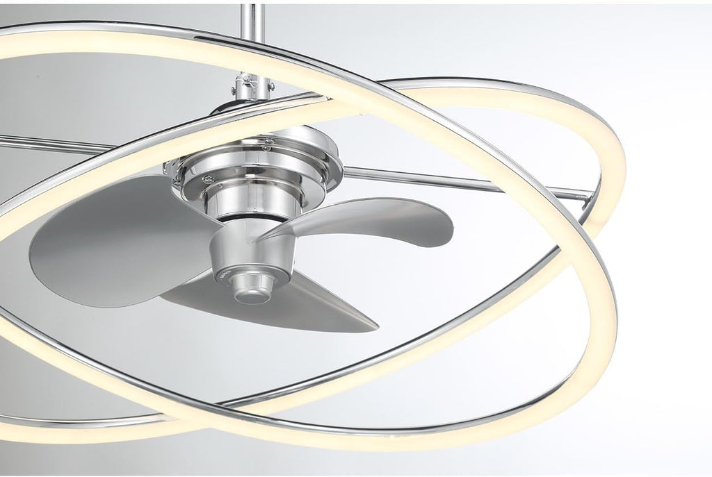 Savoy House 24-FD-745-11 Dorado Fandelier Acrylic Chandelier Ceiling Fan with Light and Remote, Integrated LED 36 Watt, 12' H x 25' W, Polished Chrome