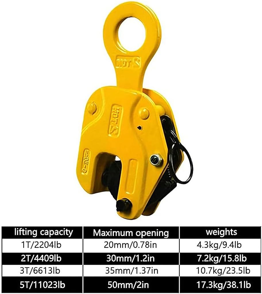 One-Piece Slab Lifting Clamp, Heavy Duty Lifting Clamp, Plate Clamp, Lumber Skidding Tongs, Logging Grabber, for Timber and Firewood Handling, Tractor and Skidder(Size:2T/4400LB)