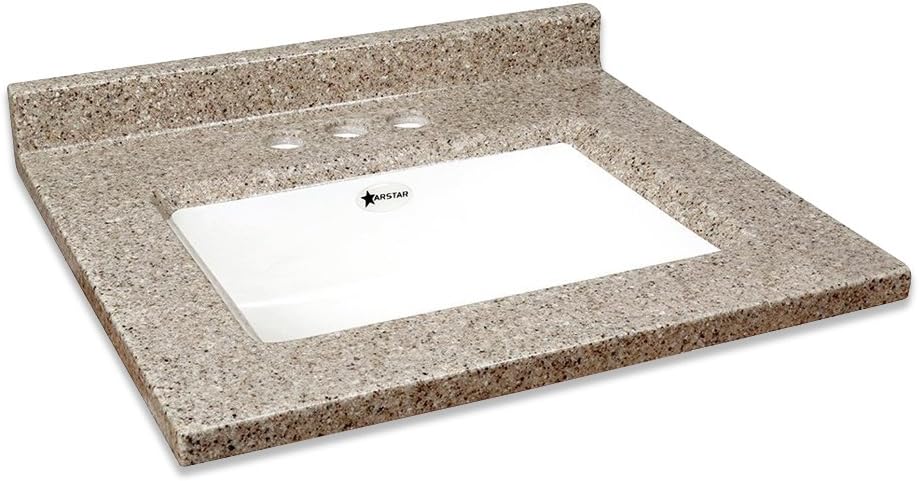Transolid Charlotte2231-LWB Charlotte Cultured Marble 4' Center set Single-Bowl Vanity Top, 31' x 22', Latte