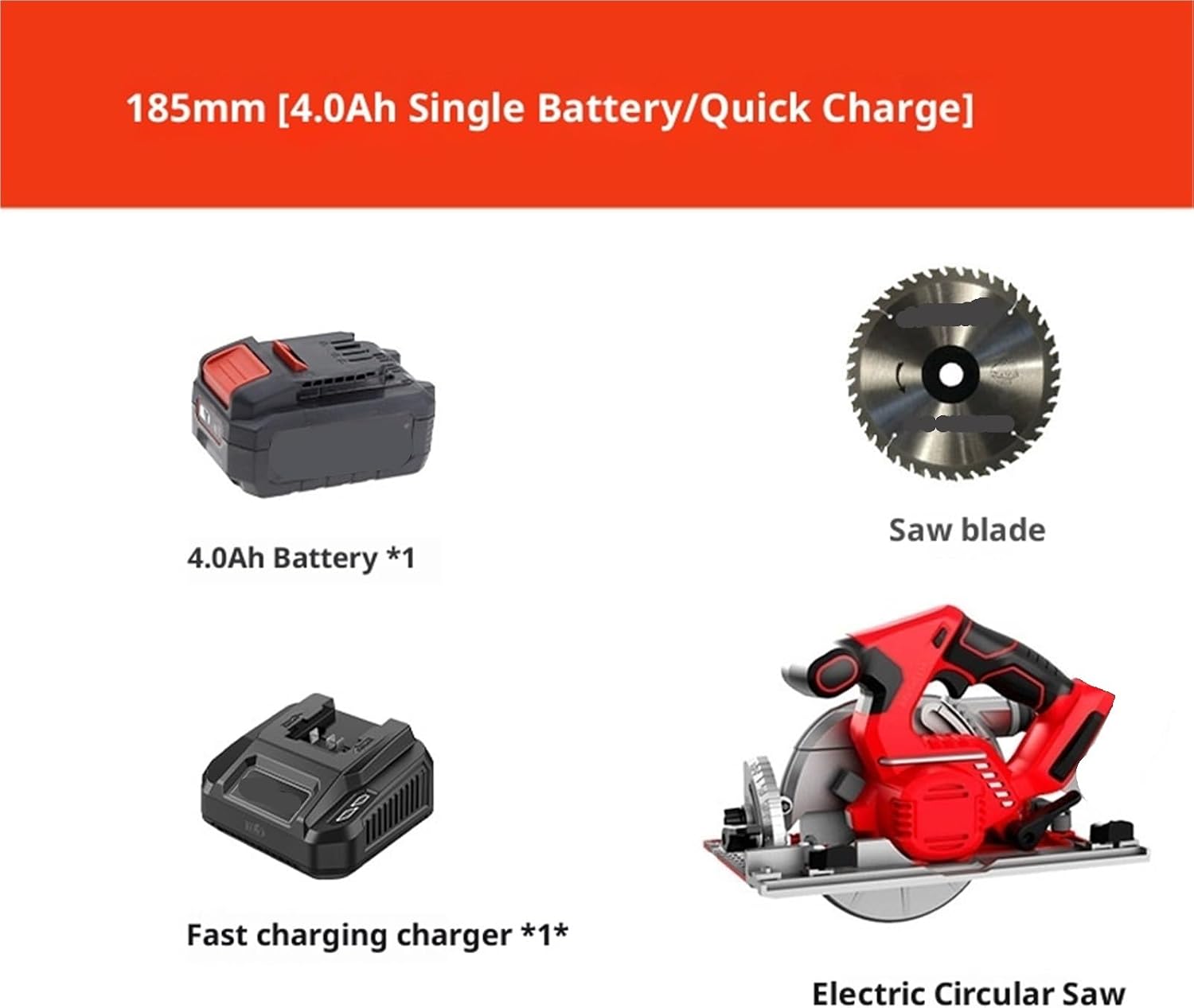 Reciprocating Saw, Brushless Circular Saw 6 Inch Cordless Electric 165MM Stone Woodworking Cutting Power Tools(1PC-4.0Ah-Battery)