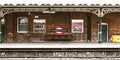 AOFOTO 20x10ft Train Station Backdrop Railway Platform Old Brick Wall Nostalgic Playbill Bench Photography Background Locomotive Track City Buildings Portrait Photoshoot Studio Props Vinyl Wallpaper