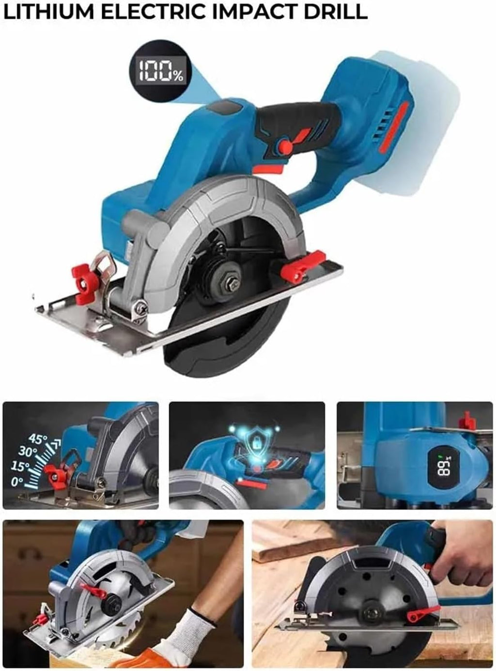 Reciprocating Saw, 6 Inch Brushless Circular Saw Compact Cordless Electric Wood Metal Ceramic Tile Cutter Power Tool