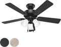 Hunter Fan 44 inch Matte Black Indoor Ceiling Fan with Light and Pull Chain for Bedroom, Living Room, Office, Basement, Kitchen, CC5C27C89 (Renewed)