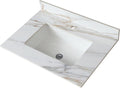 Montary 31'x 22' Vanity Top with Sink for Bathroom, Undermount Rectangular Ceramic Sink & Backsplash, Bathroom Single Bowl Vanity Top with 1 Pre-Drilled Hole