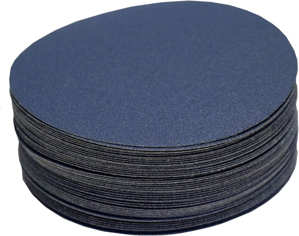 Starcke Premium 7 Inch Hook and Loop Grip Sanding Discs, 80 Grit, Pack of 50 – Heavy Duty No Holes Sand Paper Discs with Blue Zirconia for Orbital Sander, Wood Floors, Metal, and Sanding Pads